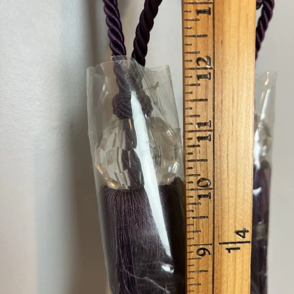 1 Pair Deep Purple Curtain Tieback Tassel Crystal Ball Rope Tiebacks Home Decor